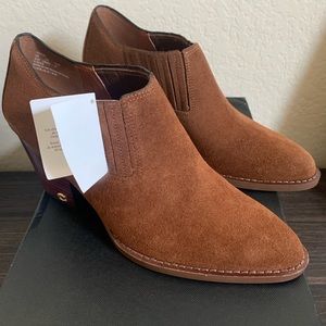New COACH Perri Cognac Suede Ankle Booties
